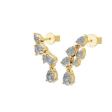 14K Fine Gold Linear Drop Climber Earring 0.93Ct Lab Grown Diamond