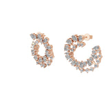 3.85Ct 14K Fine Gold Pear Round Cut Lab Grown Diamond Curved Hoop Earrings