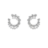 3.85Ct 14K Fine Gold Pear Round Cut Lab Grown Diamond Curved Hoop Earrings