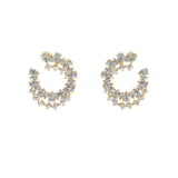 3.85Ct 14K Fine Gold Pear Round Cut Lab Grown Diamond Curved Hoop Earrings