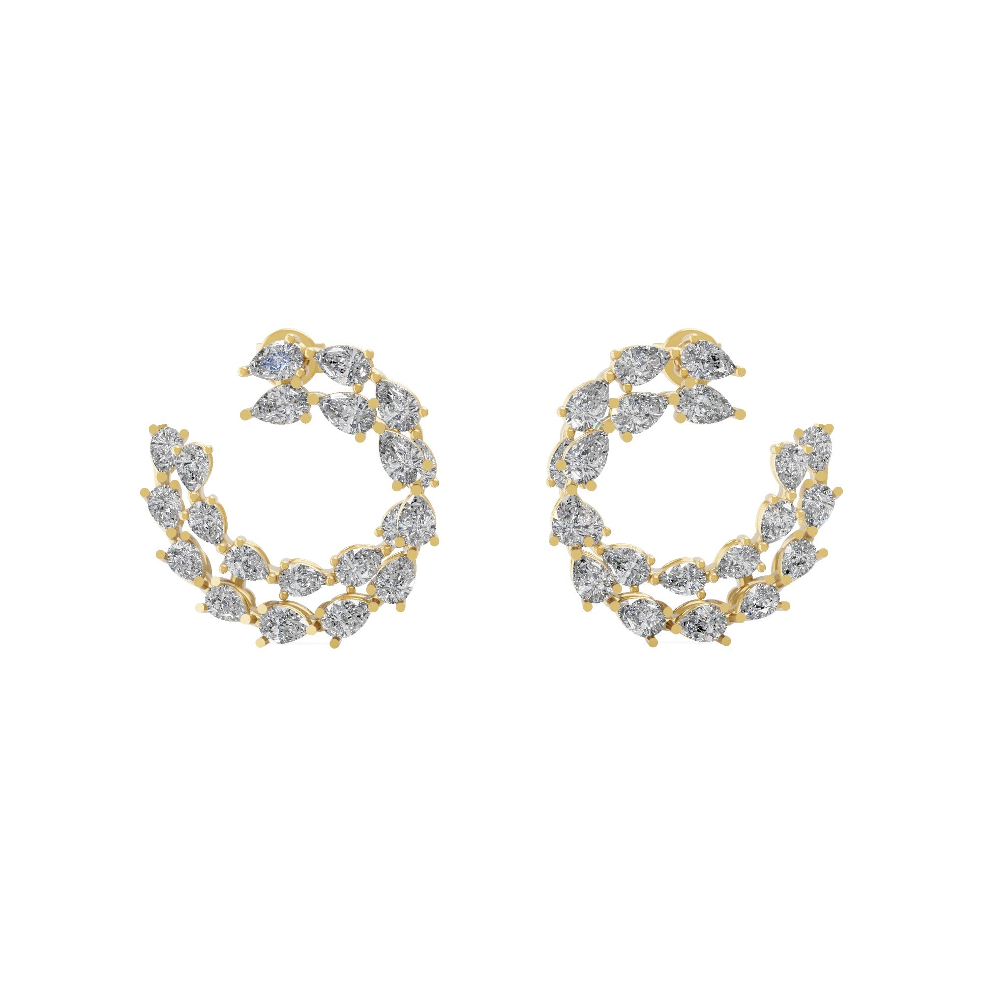 Pear Cut Lab Grown Diamond Hoop Earrings 14K Fine Gold 3.29Ct