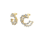 14K Fine Gold Open Hoop Earrings 2.23Ct Round Pear Lab Grown Diamond