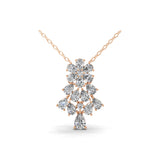 2.77Ct Lab Grown Pear Round Diamond Cluster Pendant 14K Fine Gold Necklace