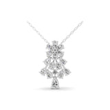 2.77Ct Lab Grown Pear Round Diamond Cluster Pendant 14K Fine Gold Necklace