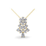 2.77Ct Lab Grown Pear Round Diamond Cluster Pendant 14K Fine Gold Necklace