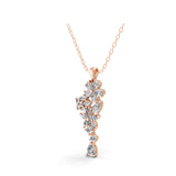 14K Fine Gold Necklace Multi Stone Lab Grown Diamond Floral Cascade Pendant 2.29Ct