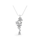 14K Fine Gold Necklace Multi Stone Lab Grown Diamond Floral Cascade Pendant 2.29Ct
