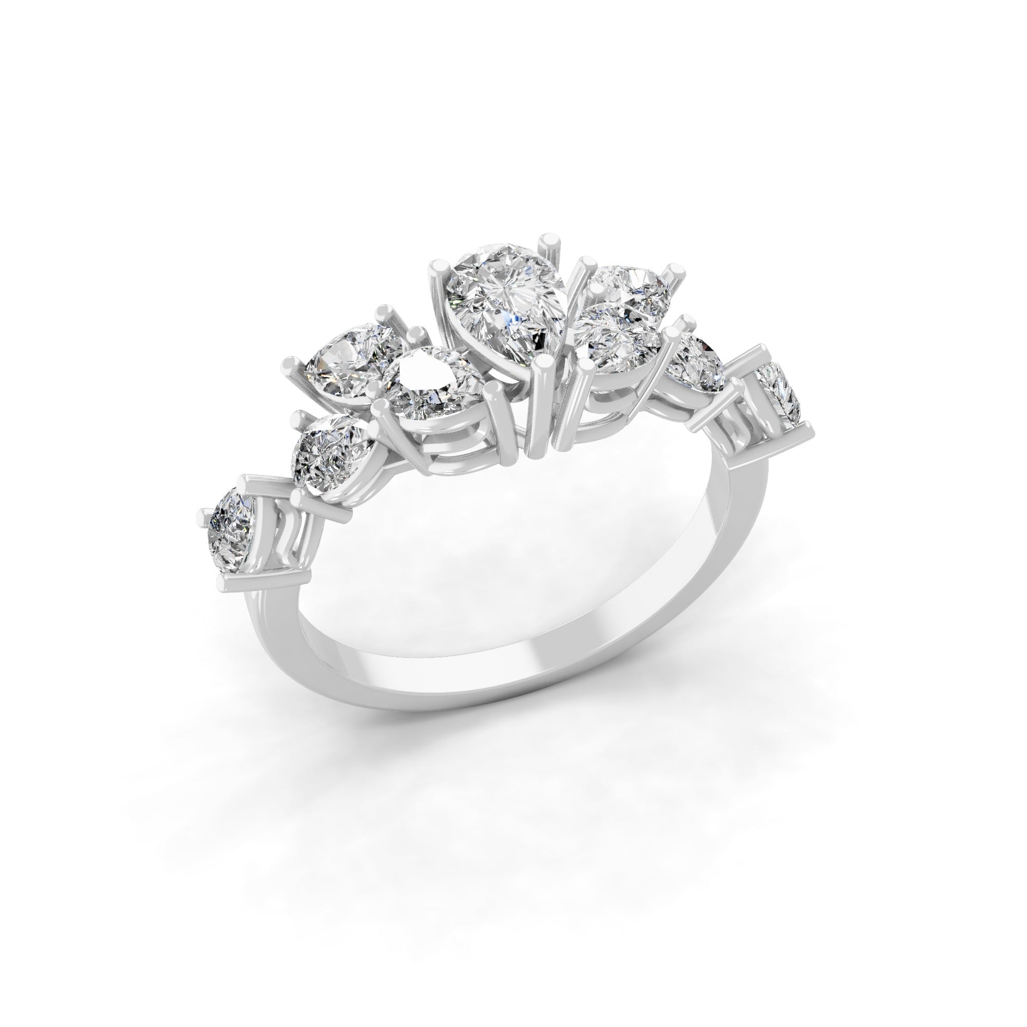 Lab Grown Pear Cut Diamond 14K Fine Gold Stackable Band Ring 1.58Ct