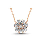 4.67Ct Multi Shape Lab Grown Diamond Pendant Floral Cluster Necklace 14K Fine Gold