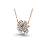 4.67Ct Multi Shape Lab Grown Diamond Pendant Floral Cluster Necklace 14K Fine Gold