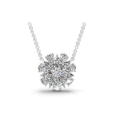 4.67Ct Multi Shape Lab Grown Diamond Pendant Floral Cluster Necklace 14K Fine Gold