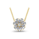 4.67Ct Multi Shape Lab Grown Diamond Pendant Floral Cluster Necklace 14K Fine Gold