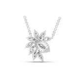 14K Fine Gold 2.46Ct Round Marquise Lab Grown Diamond Leaf Pendant Necklace