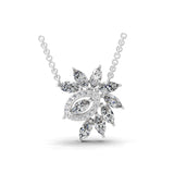 14K Fine Gold 2.46Ct Round Marquise Lab Grown Diamond Leaf Pendant Necklace