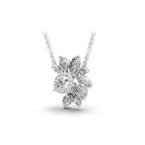 14K Fine Gold 2.46Ct Round Marquise Lab Grown Diamond Leaf Pendant Necklace
