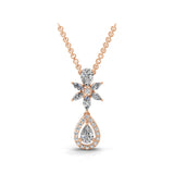 Floral Pendant 14K Fine Gold 1.80Ct Lab Grown Multi Cut Diamond Necklace