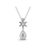 Floral Pendant 14K Fine Gold 1.80Ct Lab Grown Multi Cut Diamond Necklace