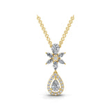 Floral Pendant 14K Fine Gold 1.80Ct Lab Grown Multi Cut Diamond Necklace