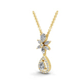 Floral Pendant 14K Fine Gold 1.80Ct Lab Grown Multi Cut Diamond Necklace