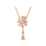 Lab Grown Multi Cut Diamond Cluster Pendant 14K Fine Gold Necklace 2.75Ct