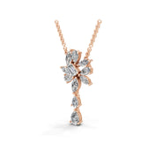 Lab Grown Multi Cut Diamond Cluster Pendant 14K Fine Gold Necklace 2.75Ct