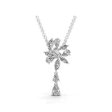 Lab Grown Multi Cut Diamond Cluster Pendant 14K Fine Gold Necklace 2.75Ct