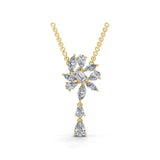 Lab Grown Multi Cut Diamond Cluster Pendant 14K Fine Gold Necklace 2.75Ct