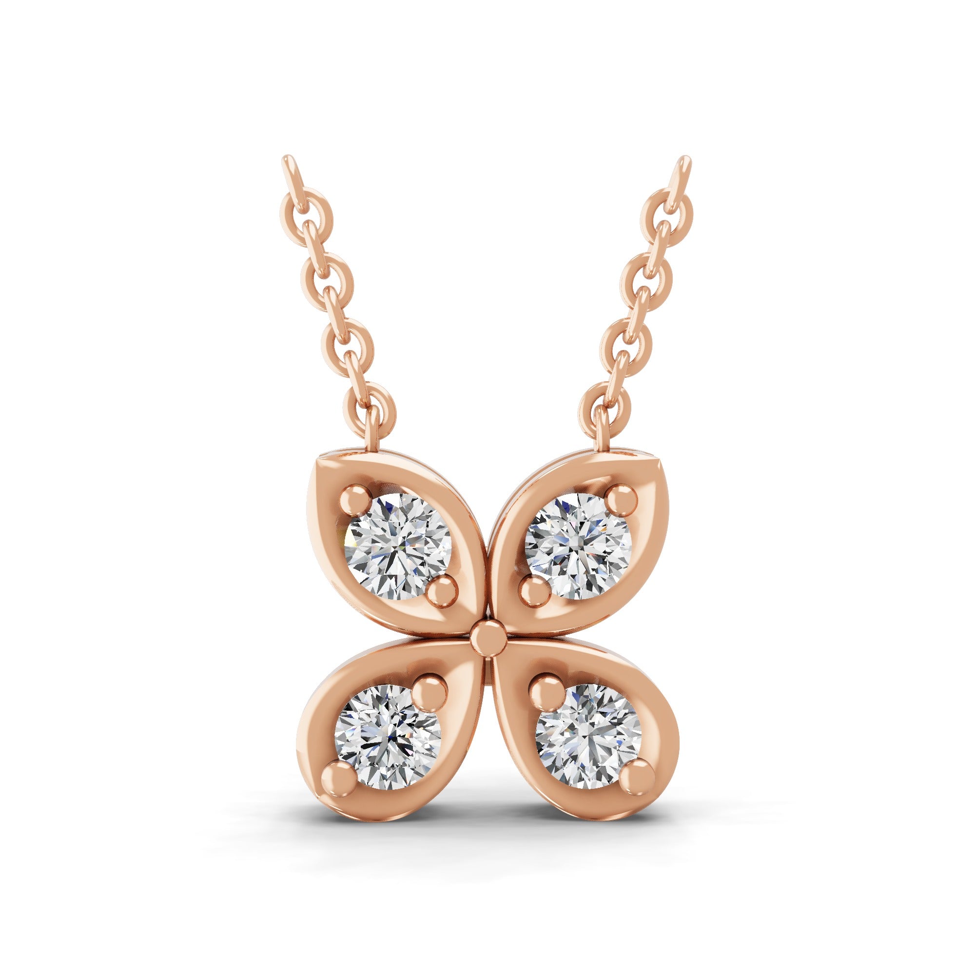 Round Cut 14K Fine Gold Lab Grown Diamond Charm Pendant Necklace 0.25Ct