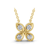 Round Cut 14K Fine Gold Lab Grown Diamond Charm Pendant Necklace 0.25Ct