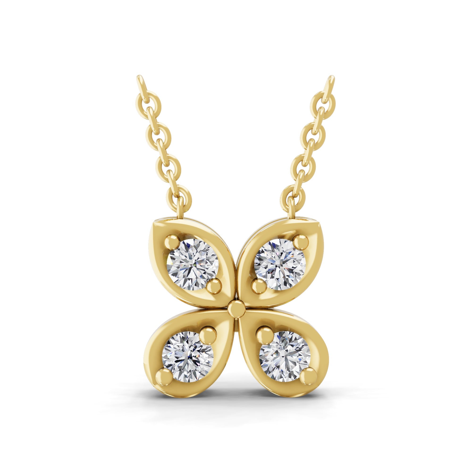 Round Cut 14K Fine Gold Lab Grown Diamond Charm Pendant Necklace 0.25Ct