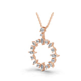 0.78Ct Lab Grown Round Marquise Diamond Circle Pendant 14K Fine Gold Necklace
