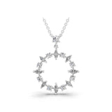 0.78Ct Lab Grown Round Marquise Diamond Circle Pendant 14K Fine Gold Necklace