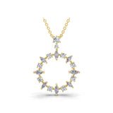 0.78Ct Lab Grown Round Marquise Diamond Circle Pendant 14K Fine Gold Necklace