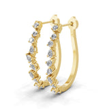 0.90Ct Lab Grown Pear Round Diamond Hoop Earrings 14K Fine Gold