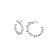 Pear Cut Half Hoop Earrings 1.03Ct Lab Grown Diamond 14K Fine Gold