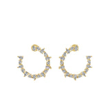 Pear Cut Half Hoop Earrings 1.03Ct Lab Grown Diamond 14K Fine Gold