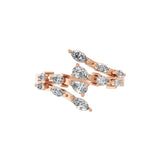 14K Gold Marquise and Round Lab Grown Diamond Bypass Promise Ring 0.80Ct