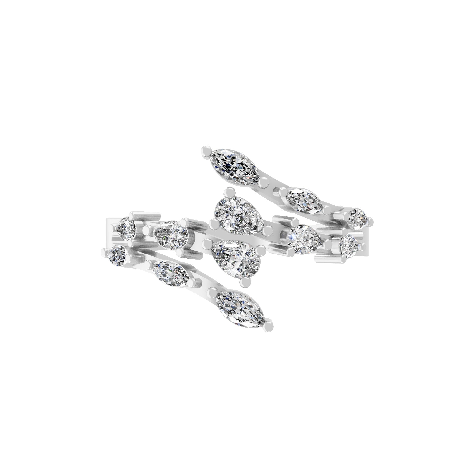 14K Gold Marquise and Round Lab Grown Diamond Bypass Promise Ring 0.80Ct