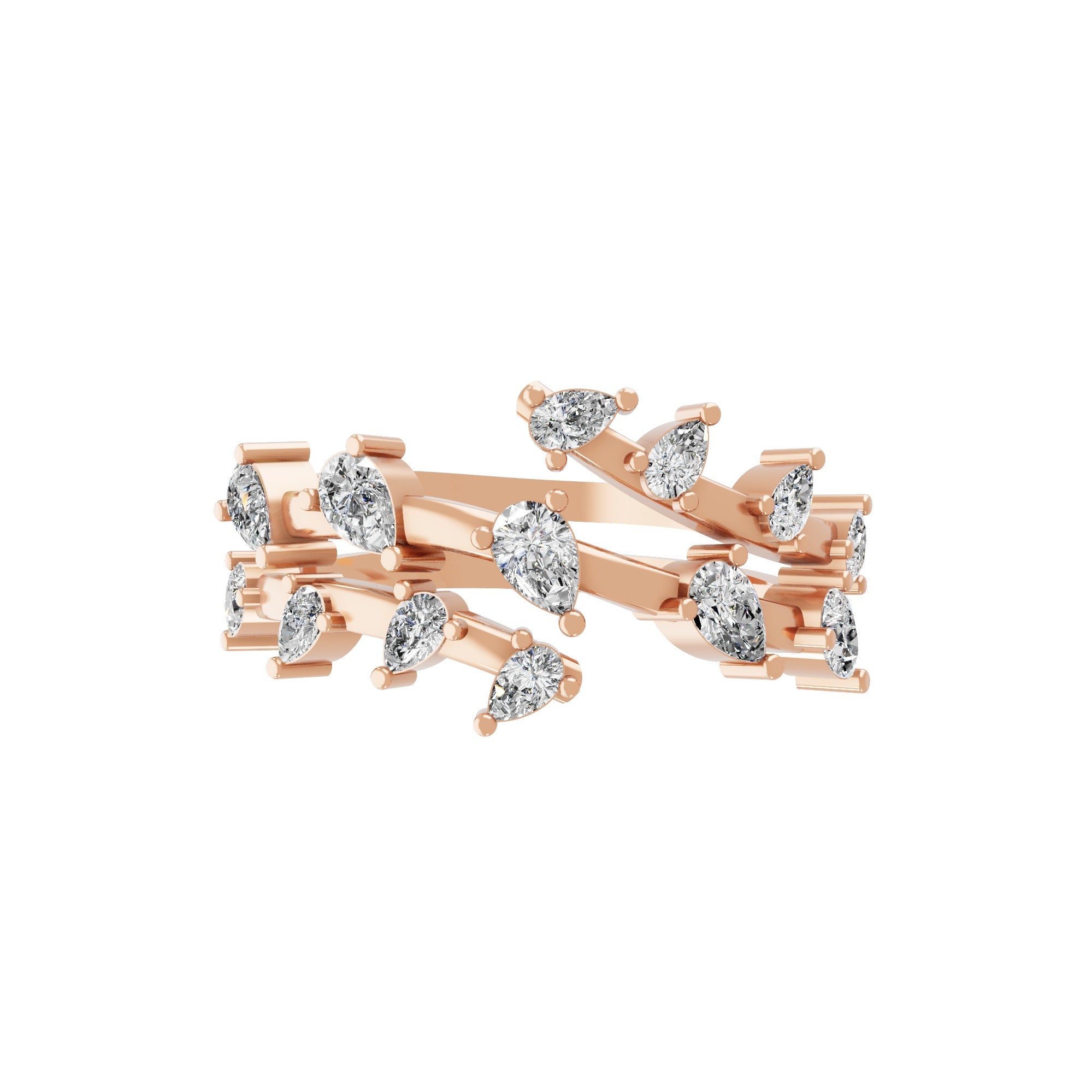0.94Ct Lab Grown Pear Diamond 14K Fine Gold Twisted Statement Ring