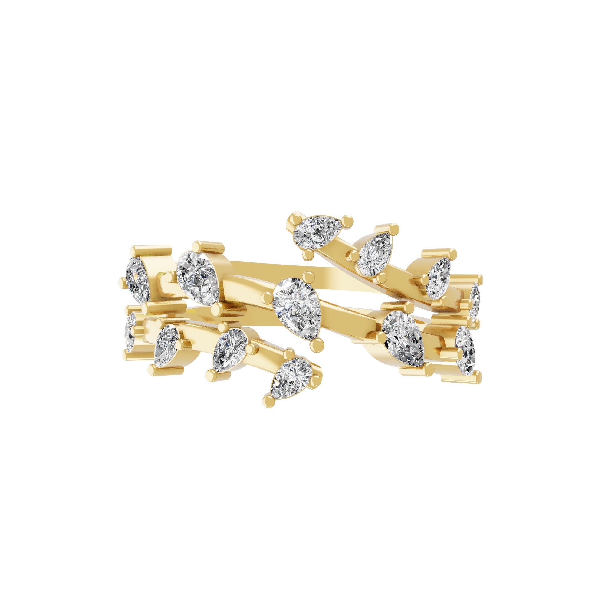 0.94Ct Lab Grown Pear Diamond 14K Fine Gold Twisted Statement Ring