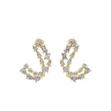 1.15Ct Pear Octagon Lab Grown Diamond 14K Fine Gold Hoop Earrings