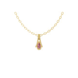 Pear Ruby Round Cut Lab Grown Diamond 14K Fine Gold Tiny Pendant 1.09Tcw Necklace