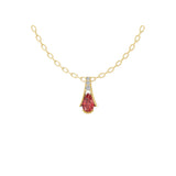 Pear Ruby Round Cut Lab Grown Diamond 14K Fine Gold Tiny Pendant 1.09Tcw Necklace