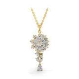 14K Fine Gold Cluster Pendant Multi Stone 2.57Ct Lab Grown Diamond Necklace