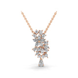 2.68Ct Multi Cut Lab Grown Diamond Cluster Pendant 14K Fine Gold Necklace
