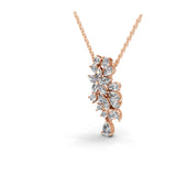 2.68Ct Multi Cut Lab Grown Diamond Cluster Pendant 14K Fine Gold Necklace