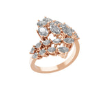 14K Fine Gold Pear Oval Cut Lab Grown Diamond Bypass Ring 2.19Ct