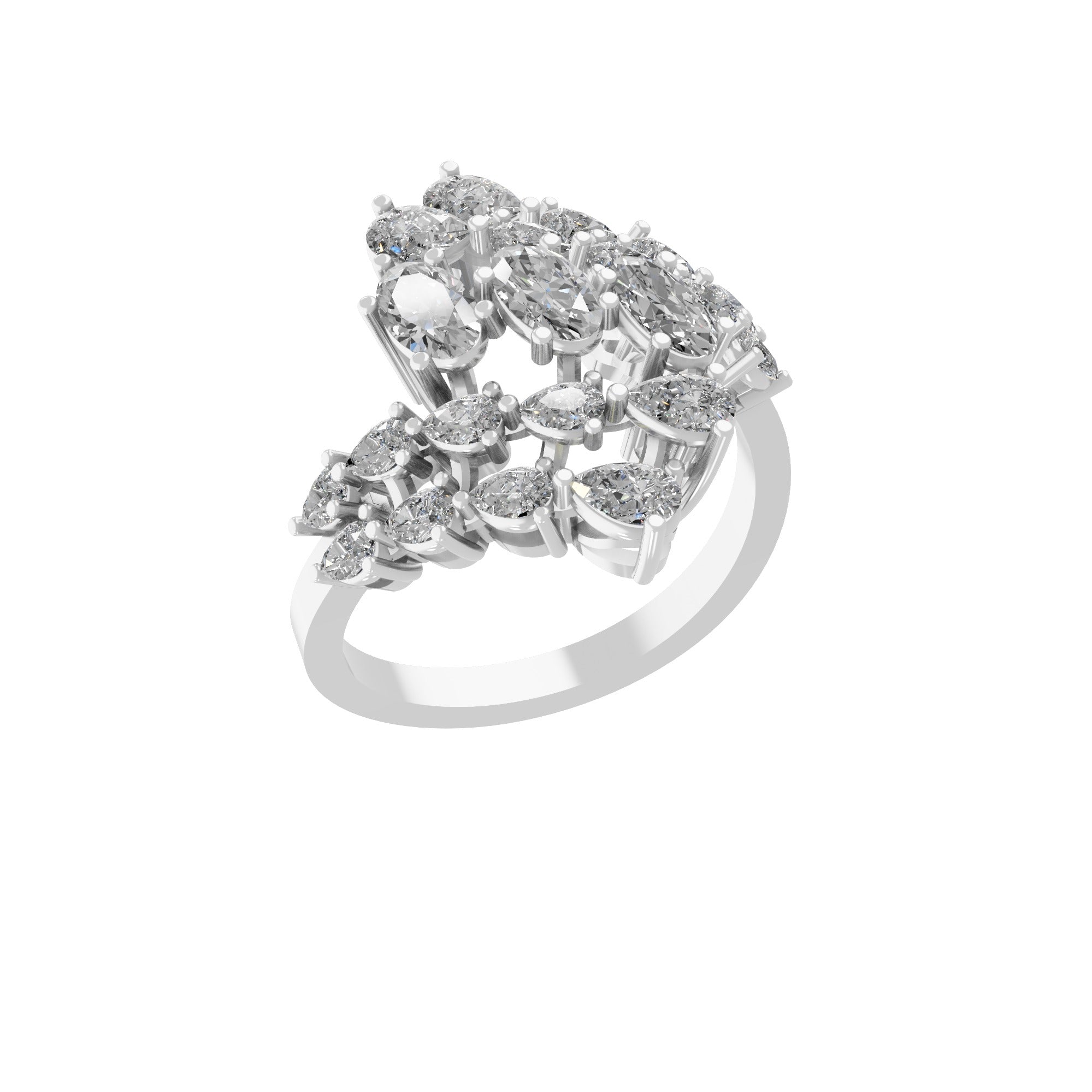 14K Fine Gold Pear Oval Cut Lab Grown Diamond Bypass Ring 2.19Ct