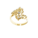 14K Fine Gold Pear Oval Cut Lab Grown Diamond Bypass Ring 2.19Ct