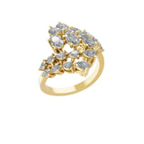 14K Fine Gold Pear Oval Cut Lab Grown Diamond Bypass Ring 2.19Ct